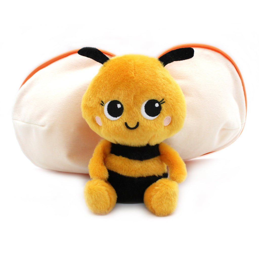 Peluche Buzzet l'abeille-mandarine - vue ouverte de l'abeille - Flipetz