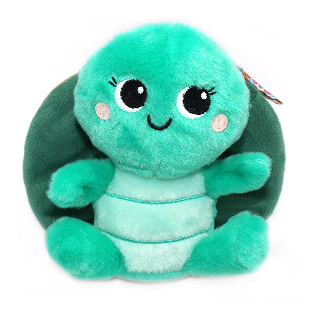 Peluche Corvet la tortue-pêche - vue ouverte - Flipetz