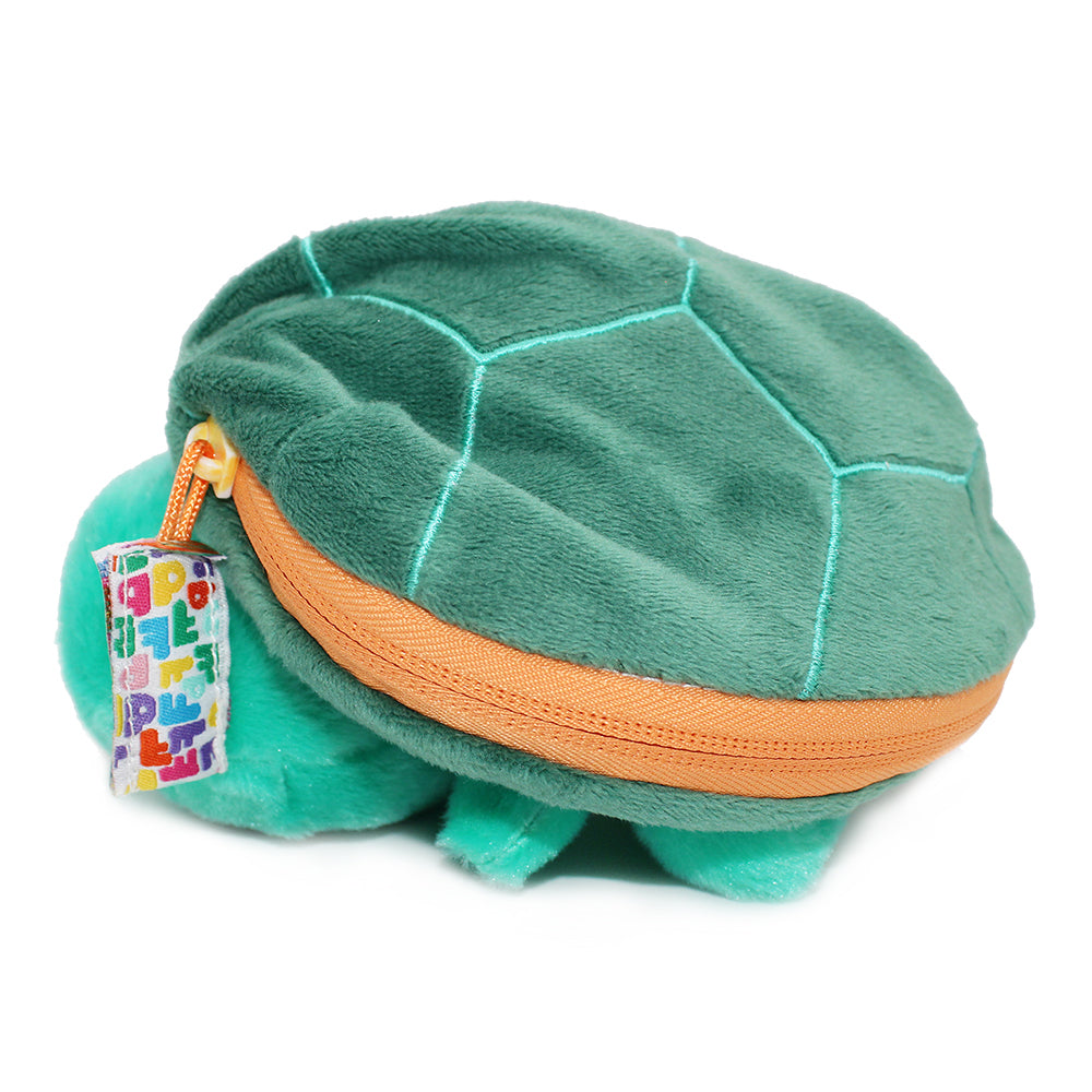 Peluche Corvet la tortue-pêche - vue de la position tortue - Flipetz