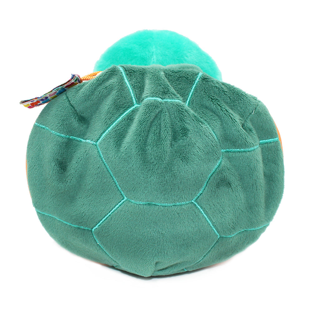 Peluche Corvet la tortue-pêche - vue de dos - Flipetz