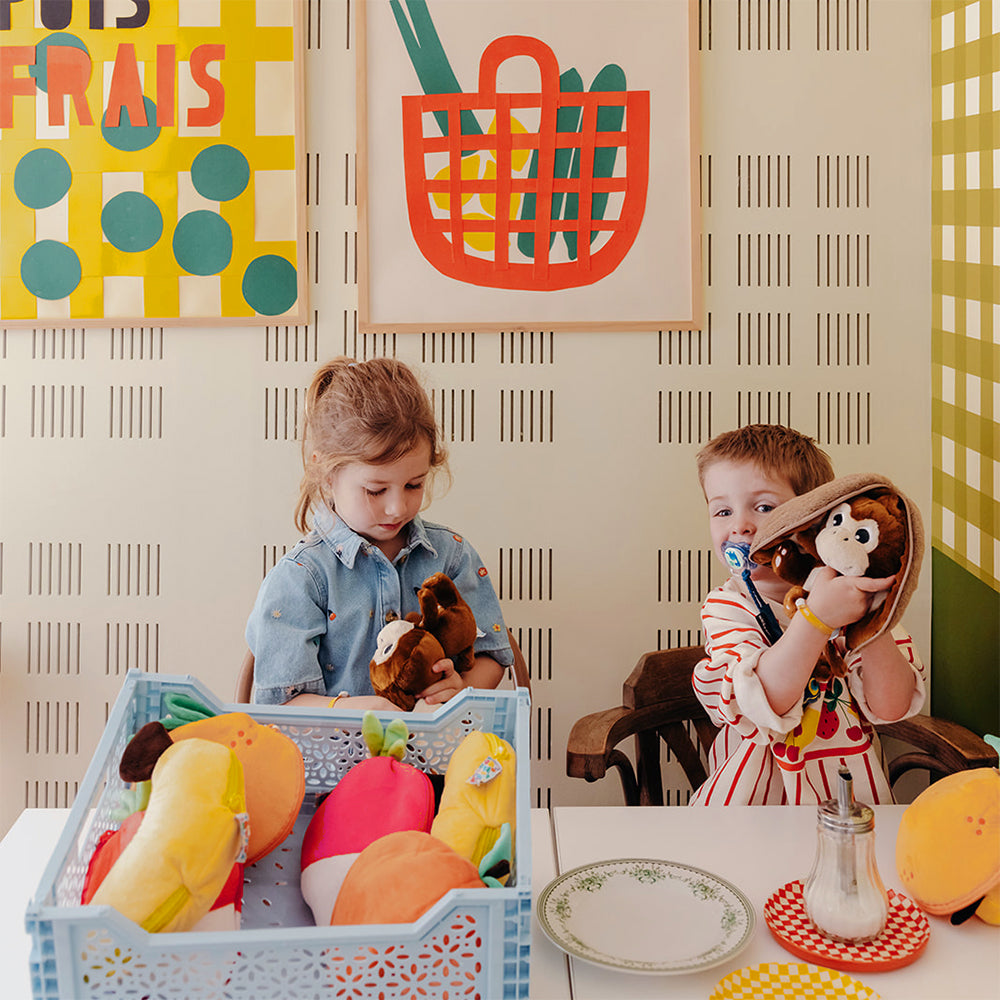 Peluche Coconet le singe-noix de coco - vue avec des enfants - Flipetz