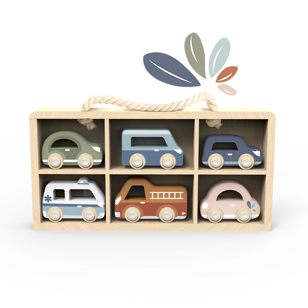 Speedy Monkey Car Display case w/ 6 vehicles Early Learning